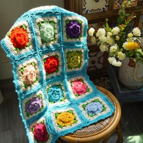 Handmade crochet Floral blanket Home Decor Rustic Couch Sofa Chair Bed Throw Blanket Tables Cover home&living gift