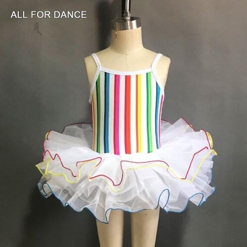 Rainbow Dancing Ballet Tutu Girls & Kids Stage Dance Costume Sparking Ballet Princess Dress Practice Dancewear Tulle Skirt 14062