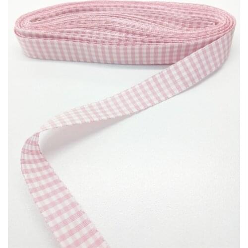 Pink Square Pattern Taffeta Ribbon 1,5 Cm 1 Metre