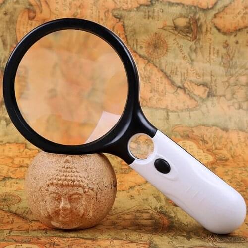 Handheld Illuminated Magnifier Microscope Magnifying Glass Aid Reading for Seniors loupe Jewelry Repair Tool With 3 LED