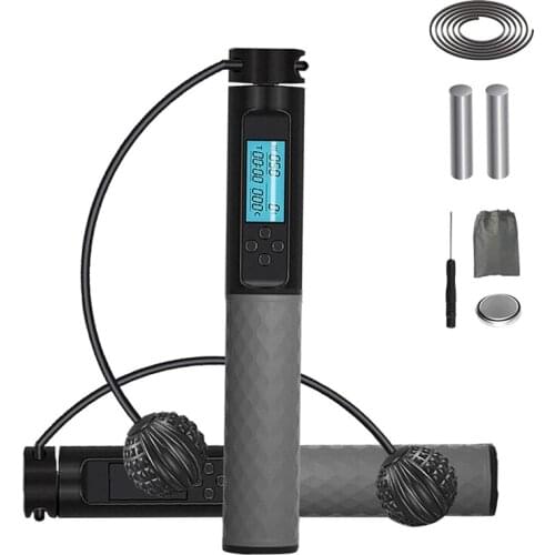 Jump Rope with Calorie Counter Digital Skipping Rope Fitness with Weighted Handles Adjustable Length Jumping Rope