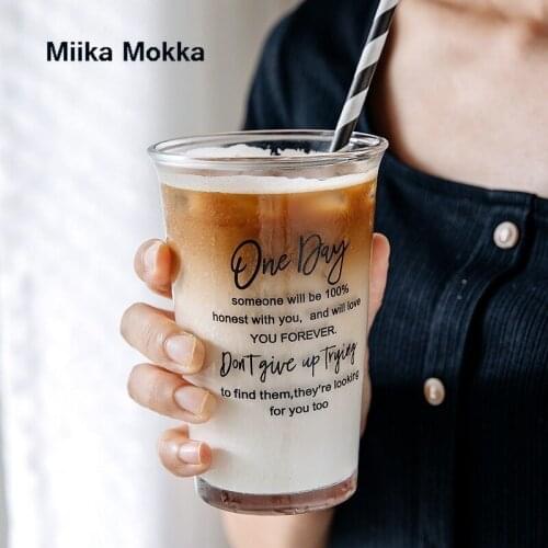 Glass Cup Coffee Mug High Quality Thicken Glass Mug Milk Coffee Tea Cup with Straw Cute Water Bottle