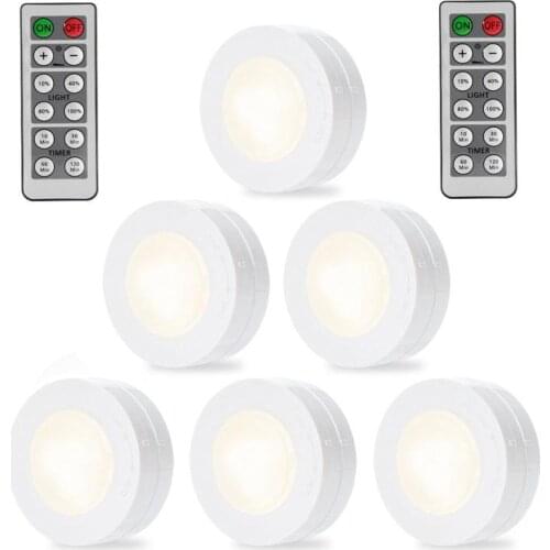 6pcs Led Light Remote Controlled Closet Light 4000k Super Bright Cabinet Lamp Kitchen Bedroom LEDs Lightning Lights With 3M Glue