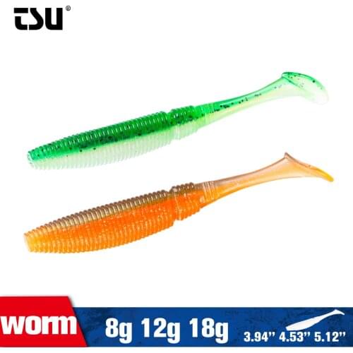 TSURINOYA 8pcs T tail Soft Lure Fishing Lure 10cm 11.5cm 13cm 8g 12g 18g Wobblers Saltwater Worm Soft Bait Group No Sinker Rig