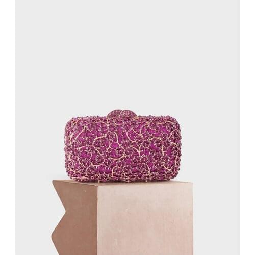 Purple Rhinestone Minaudieres Evening Bag Newest Elegant Crystal Evening Bag Clutch bags Wedding Clutch Bag Party Dinner bags
