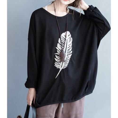 Women Loose Printed Tee Shirt Tees Tops Ladies Print Plus Size T-shirt Female 2019 Autumn Spring Tee Shirts T Shirt