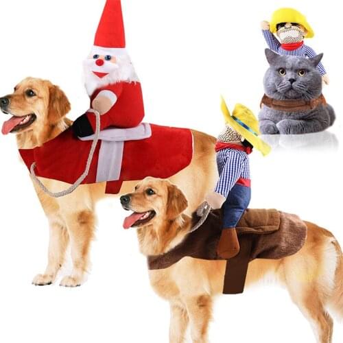 Winter Pet Clothing Christmas Dog Clothes For Large Dog Clothing Puppy Ropa Perro Funny Santa Claus Cowboy Clothing For Cats