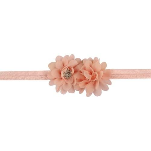 1pcs 2018 Girls Boys Rhinestone Floral Hair Band Double Chiffon Flower Head Wrap Turban Headband For Kids Party Hair Accessories