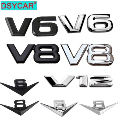 1Pcs 3D Metal Car Decoration Decal Metal Self Adhesive V6 V8 V12Truck Car Badge Emblem Sticker for Universal Cars