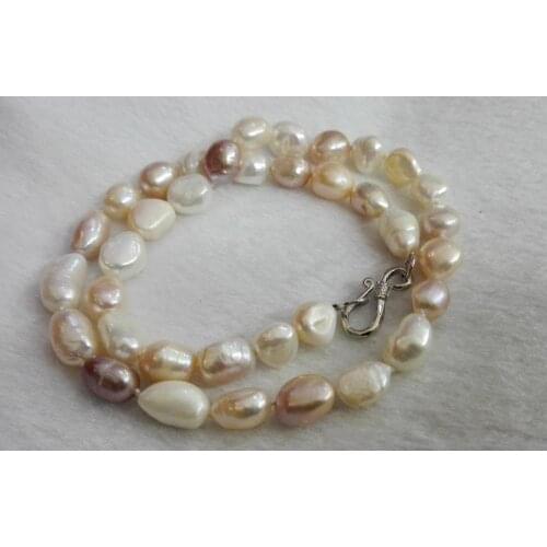 14'' 15'' 16'' 17'' 30'' 35cm - 80cm 10mm white pink purple baroque freshwater pearl Necklace Woman Jewelry AAA real pearl