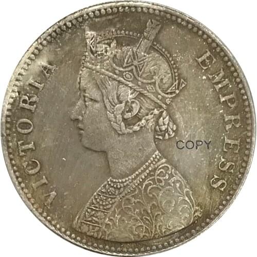 1897 India 1 One Rupee Victoria Queen Cupronickel Plated Silver Collectibles Copy Coin