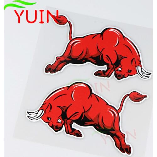 2X Personality Car Sticker Motorcycle Decals Bull Red Jumps Rearview Mirror PVC Decorative Accessories Waterproof Decal 18*16cm