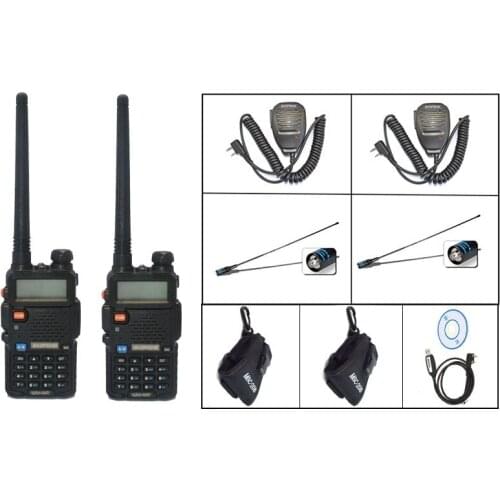 2PCS 2016 New BaoFeng UV-5R Walkie Talkie +2XBaofeng Mics+2XNA 771-F Natennas+1XProgramming Cable+2X20B Case