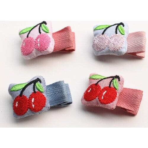 20pcs/lot Lovely Cherry Square Cotton Kids Hairpin Modish Girls 2018 New Pink Cotton Ball Cute Girls Hairpin New Spring Style