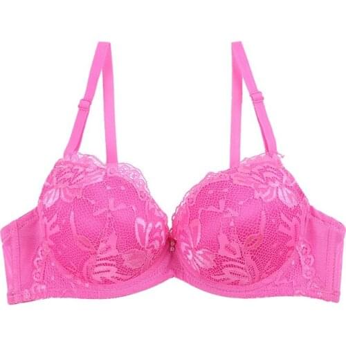 3/4 Cup Embroidered Solid Color Bra Fashion New Lace Thickening Cup Gather Adjustment Bra