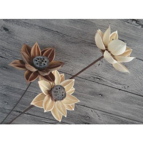 5pcs Natural Dried White/Brown Lotus Flowers with Iron Wire For Wedding Party Home Hotel Vase Decoration DIY Bouquet Accessory