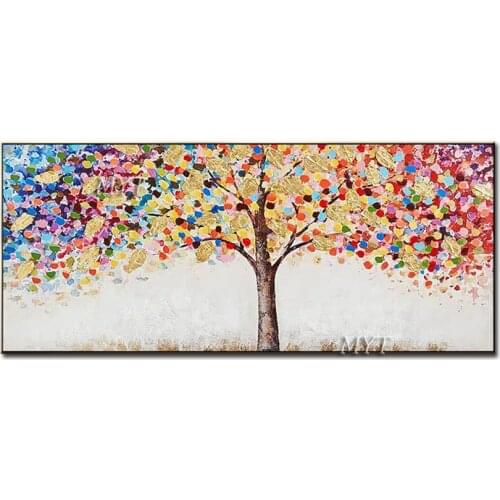 Abstract Colorful Tree Wall Pictures Oil Painting Handmade Canvas Wall Art Canvas Paintings Art Large Size For Living Room Decor