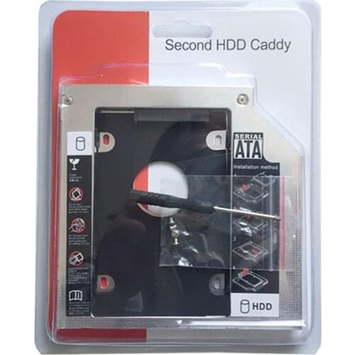 SATA 2nd HDD SSD Module Caddy Adapter for Dell Latitude E5400 E5410 E5420 E5430 E5500 E5510 E5520 (Gift Optical drive bezel )