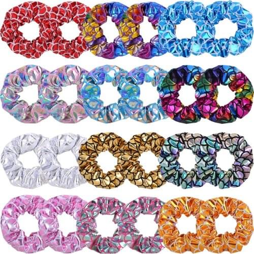 David accessories Fish Scale Scrunchies Stretch Headband Girls Cute Elastic Hair Bands Girls Pony Hair Ties,1Yc10322