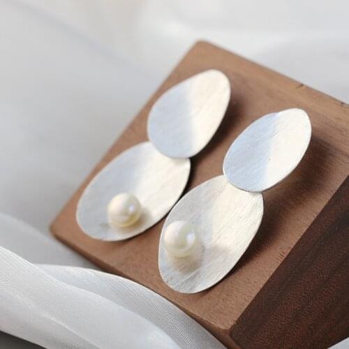 Authentic 925 Sterling Silver Fashion Women Natural Freshwater Pearl Trendy Long Earrings Wedding Party Fine Jewelry Gift