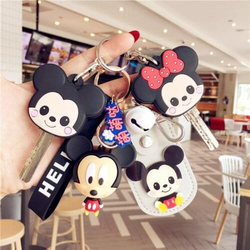Disney Minnie Mickey Cartoon Keychain Children Toys Cute Key Storage Creative Key Protector Fashion Women Pendnant Keychain Gift