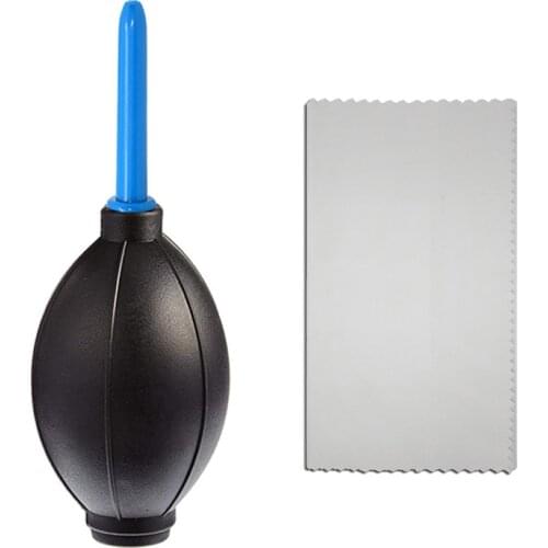 Microfiber Cleaning Cloth + Dust Blower Cleaner Rubber Air Blower Pump Dust Cleaner for SLR Camera Binocular Lens CCD Glasses