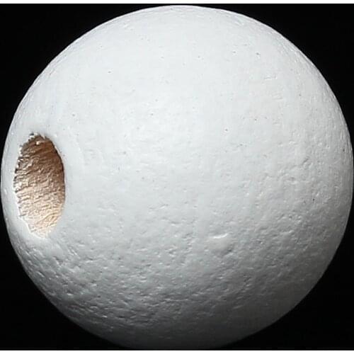 DoreenBeads Wood Spacer Beads Round White About 16mm( 5/8") Dia, Hole: Approx 3.5mm-4mm, 14 PCs new