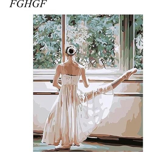 FGHGF Frameless Dancer Girl Diy Digital Painting By Numbers Acrylic Picture Wall Art Gift For Living Room