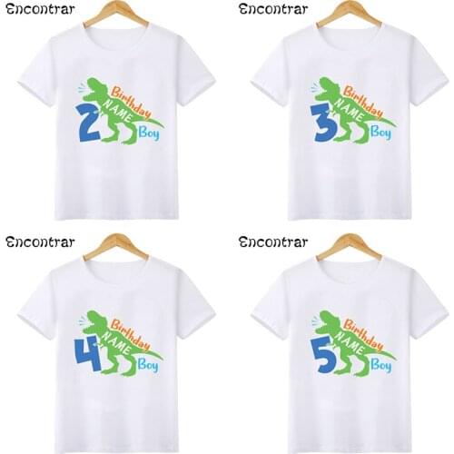 Dinosaur Boys T shirt 1 2 3 4 5 6 7 8 9 Years Birthday Customize Name Kids T-shirts Funny Baby Children Party Clothes,HKP2484
