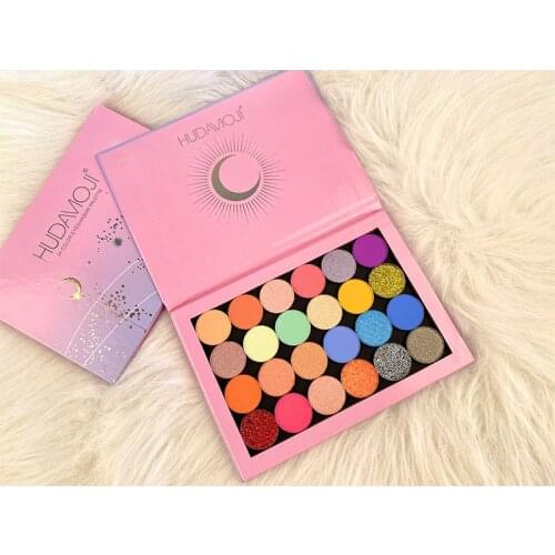 HUDAMOJI 24 Colors Glitter Shimmer Eye Shadow Pearlescent Natural Waterproof Easy Color Matte Eyeshadow Palette Eye Makeup TSLM2