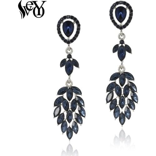 VEYO Classic Long Crystal Drop Earrings Vintage Wedding Dangle Earrings for Women Fashion Jewelry New Gift