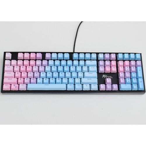 Sunset Blue Gradient PBT Keycaps Double-Shot Backlit OEM Profile Fit Gateron Kailh Cherry MX Switches for Mechanical Keyboards
