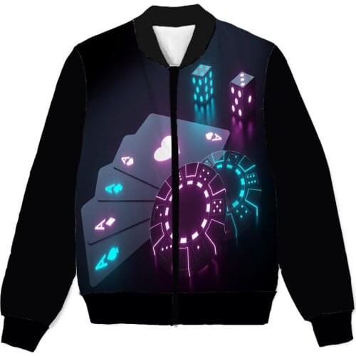REAL American US SIZE Custom Casino Player 3D Sublimation print Zipper Up Jacket plus size 4XL 5XL 6XL