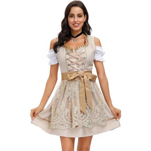 M-XL Germany October Carnaval Festival Oktoberfest Beer Girl Party Dirndl Costume Halloween Beer Maid Cosplay Bar Fancy Dress