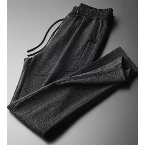 Yarn-dyed Mens Trousers Plus Size 4xl Hight Quality Double Thickness Composite Fabric Men Casual Slim Man Pants