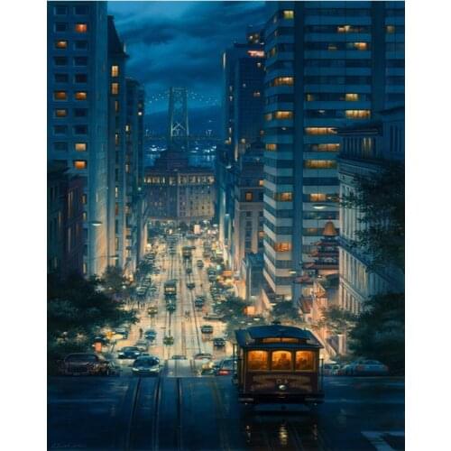 GATYZTORY 40x50cm frameless DIY painting by numbers landscape acrylic paint set city night pictures by numbers for kids HandPain