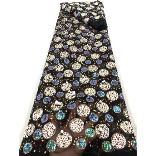 New Style Lace Fabric Color Sequin Embroidery French Tulle Mesh Sewing Design Party Dress Fashion Skirt Dress 5 Yards Wholesale
