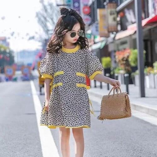 Girls Dress Summer 2021 New Big ChildrenS Fashion Flower Frill Stitching Temperament Princess Party Teenagers Clothing