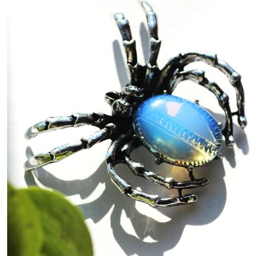 Farlena Semi-precious stone insect Jewelry Men badge pins Vintage Red spider Brooches for Women jewelry accessories