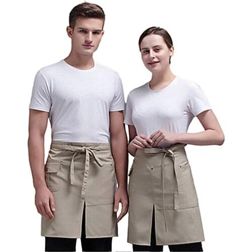 Half Short Men Women Kitchen Restaurant Waist Apron With Pockets bib Server Waiter Waitress Cooking Work uniform Universal