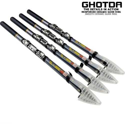 GHOTDA Carbon Fiber Fishing Pole 1.5M-3.0M Portable Rock Fishing Rod Telescopic Fishing Rod New Light Fishing Pole