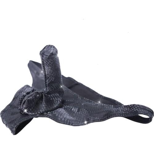 Sexy Men PU Shiny U Convex Pouch Briefs Low Rise Waist COCK Ring G-string Sexy Tight Thongs PU Faux Leather T-Back Plus Size F30