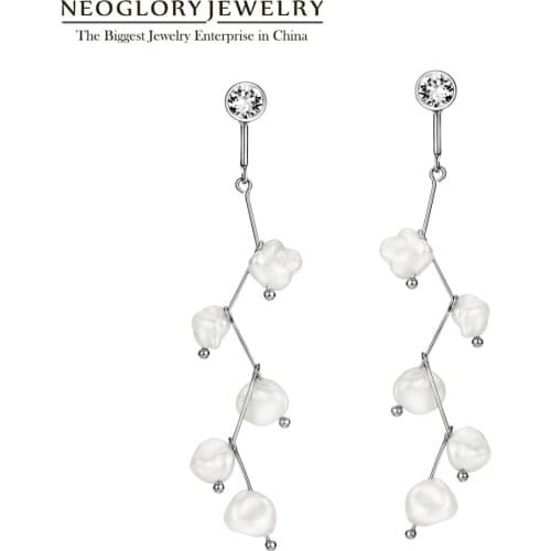 Neoglory Fresh Pearl Earrings Titanium Needle Long Dangle Drop Earrings For Women Gifts Fashion Jewelry 2020 New Design
