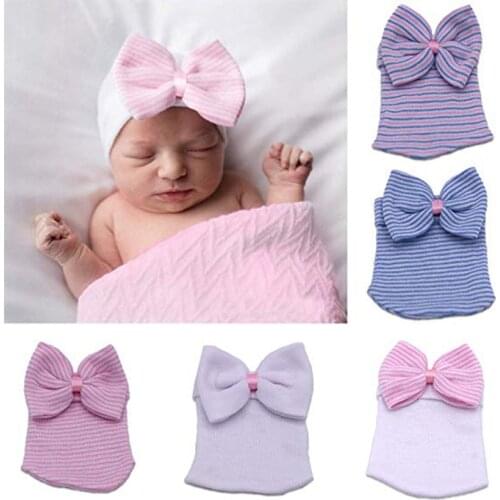 Newborn Baby Knot Hat Nursery Beanie Hospital Hat Turban Head Wraps Soft cap for Boys Girls 0-3 Month as Gift