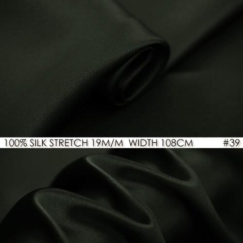 SILK STRETCH SATIN Fabric 108cm width 19mm Natural Silk Tissus Chinese Silk Fabric Sewing Factory Wholesale NO39 Dark Armygreen