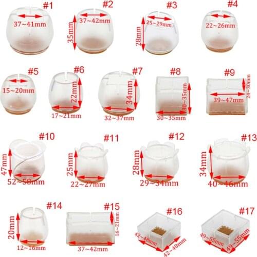 10pcs Silicone Rectangle Square Round Chair Leg Caps Feet Pads Furniture Table Covers Wood Floor Protectors Furniture Legs