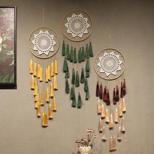 Nordic Tassel Dream Catcher Room Decoration Bedroom Decor Wind Chimes Farmhouse Pink Wall Art Hanging