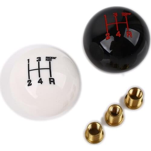 Universal 5 Speed Round Gear Shift Knob white red blue black ball Fast
