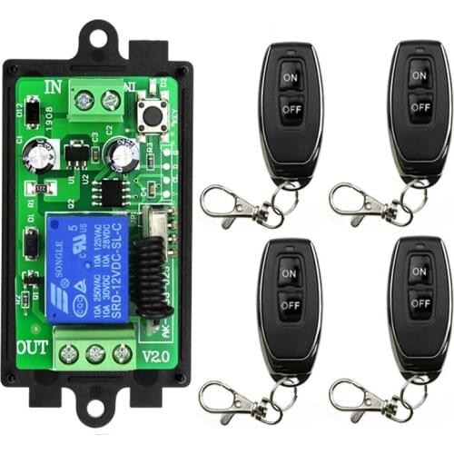 433Mhz Universal Wireless Remote Control DC12V 24V 1CH 10A Relay Receiver Module RF Switch Remote Control For Gate Garage Opener