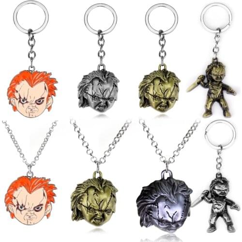 Horror Keychain Movie Trinkets Seed of Chucky Key Chain Necklace Mens Jewelry Car keyholder Chaveiro
